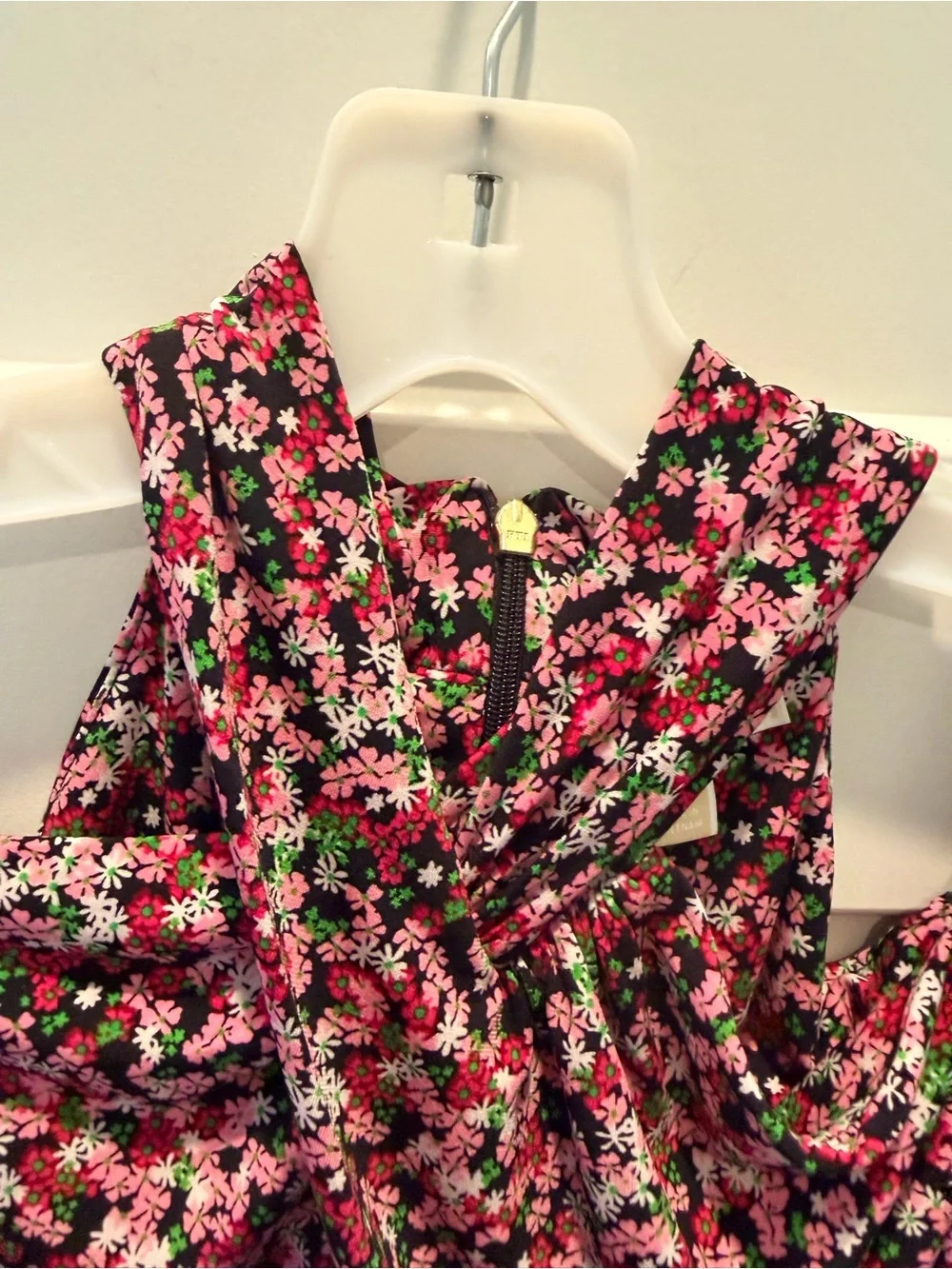Michael Kors Floral Cold Shoulder Tie Neck Top L